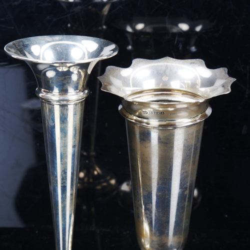 784 - 2 silver trumpet bud vases, largest height 18cm, largest has weighted base, 3.7oz weighable (2)