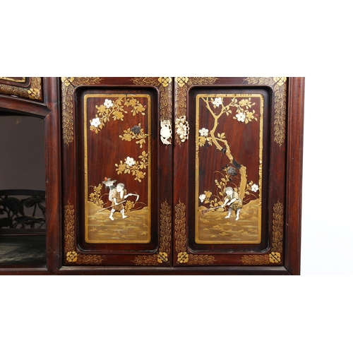 1150 - A superb quality Japanese Shibayama cabinet, Meiji Period circa late 19th century, the carved and pi... 