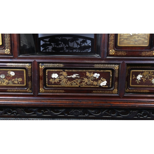 1150 - A superb quality Japanese Shibayama cabinet, Meiji Period circa late 19th century, the carved and pi... 