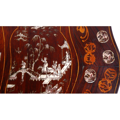 1152 - An impressive 19th century Chinese rosewood and ivory marquetry inlaid centre table, the top intrica... 