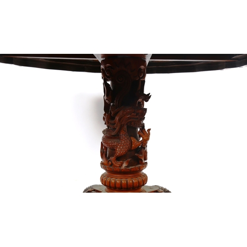 1152 - An impressive 19th century Chinese rosewood and ivory marquetry inlaid centre table, the top intrica... 