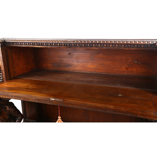 1239 - An impressive 19th century walnut Neo-Classical design break-front side cabinet, having a central fa... 