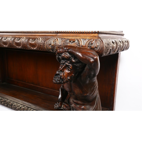 1239 - An impressive 19th century walnut Neo-Classical design break-front side cabinet, having a central fa... 