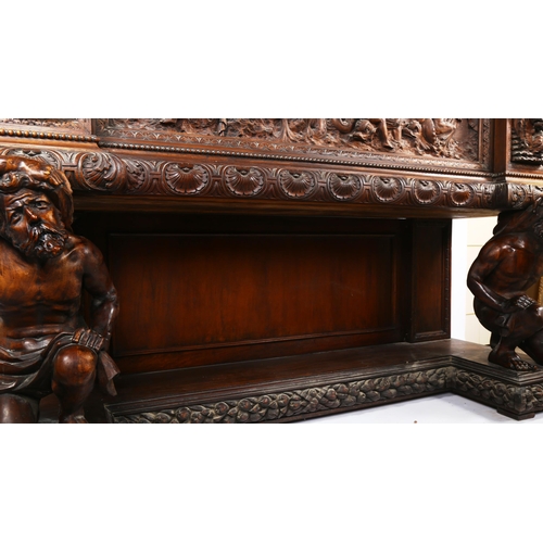 1239 - An impressive 19th century walnut Neo-Classical design break-front side cabinet, having a central fa... 