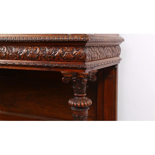 1240 - An impressive 19th century Neo-Classical design walnut 2-door cupboard, the 2 finely carved and pane... 