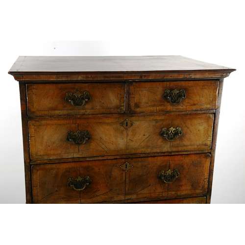 1242 - A George III chest on stand, with crossbanded drawer fronts, raised on carved cabriole legs, width 8... 