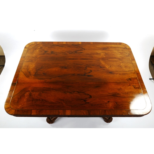 1247 - Gillows of Lancaster, 19th century rosewood dining table of rectangular form, brass inlaid and cross... 