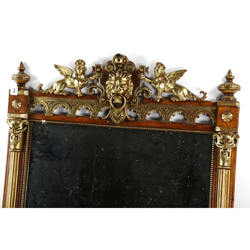 1250 - An ornate 19th century gilt-gesso framed pier glass mirror, with Classical design griffon and lion m... 