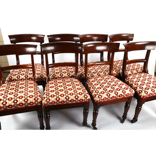 1421 - A set of 8 William IV mahogany dining chairs, with tablet top rails