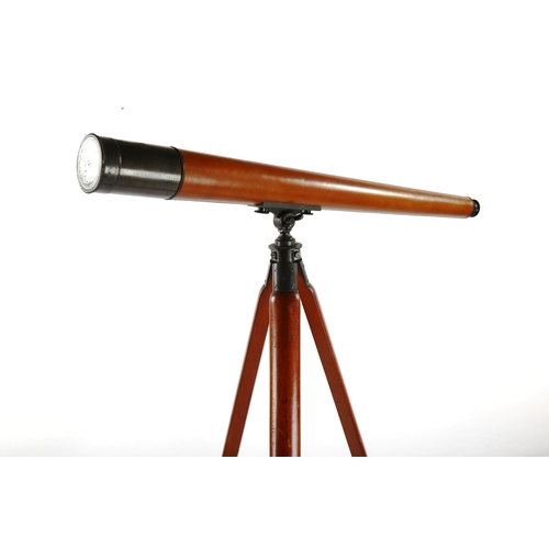 1423 - A large telescope on tripod, by Ross of London 1899, serial no. 27998, 9cm lens with fine ratchet ad... 