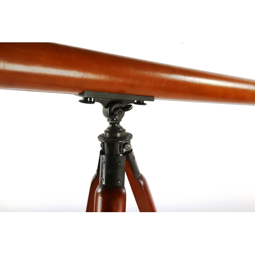 1423 - A large telescope on tripod, by Ross of London 1899, serial no. 27998, 9cm lens with fine ratchet ad... 