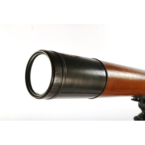 1423 - A large telescope on tripod, by Ross of London 1899, serial no. 27998, 9cm lens with fine ratchet ad... 