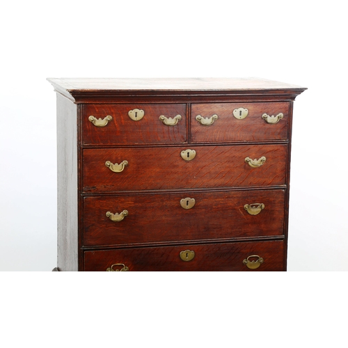 1537 - An early 18th century oak chest on stand, width 90cm, height 118cm