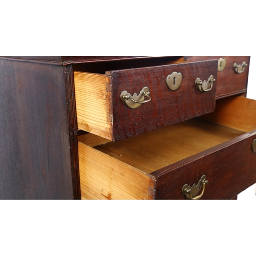 1537 - An early 18th century oak chest on stand, width 90cm, height 118cm