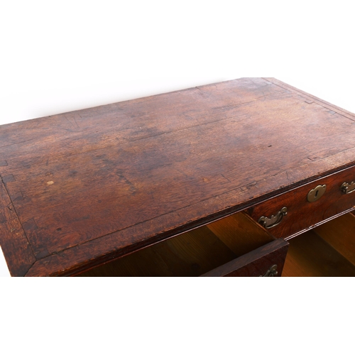 1537 - An early 18th century oak chest on stand, width 90cm, height 118cm