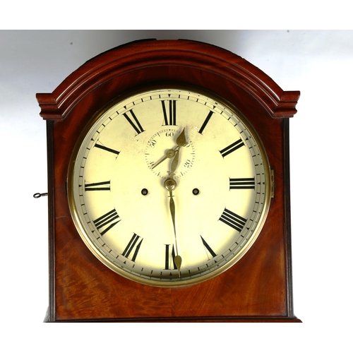 79U - A 19th century mahogany 8-day circular dial longcase clock, cream enamel dial with Roman numeral hou... 