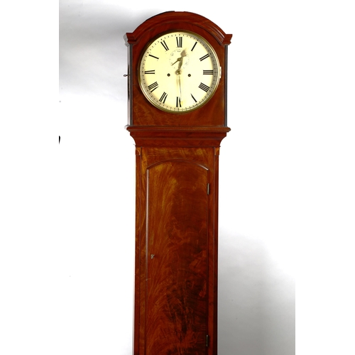 79U - A 19th century mahogany 8-day circular dial longcase clock, cream enamel dial with Roman numeral hou... 