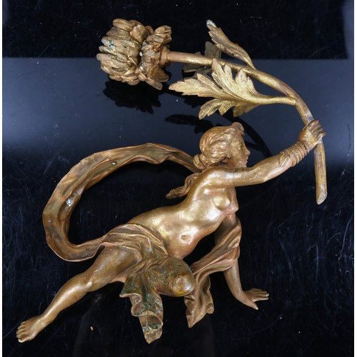 1122 - A late 19th century gilt bronze, classical figure, wall sconce/light, height 30cm