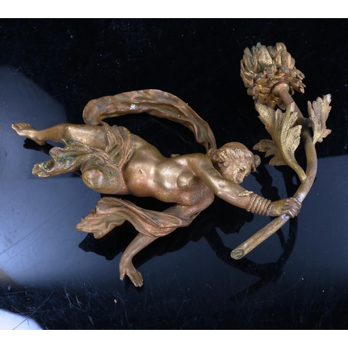 1122 - A late 19th century gilt bronze, classical figure, wall sconce/light, height 30cm