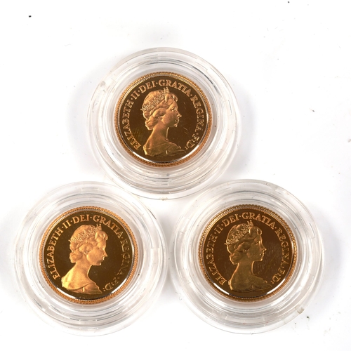 126 - 3 cased Elizabeth II gold half sovereign coins, comprising 1982, 1983, and 1984 (3)