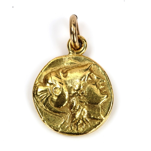 129 - An Ancient Greece Kingdom of Macedonia Alexander The Great gold Stater coin, obverse with head of At... 