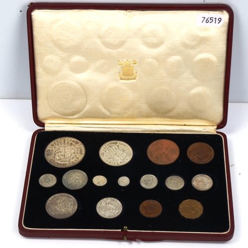 139 - A George VI 1937 specimen coins set, in tooled red leather case