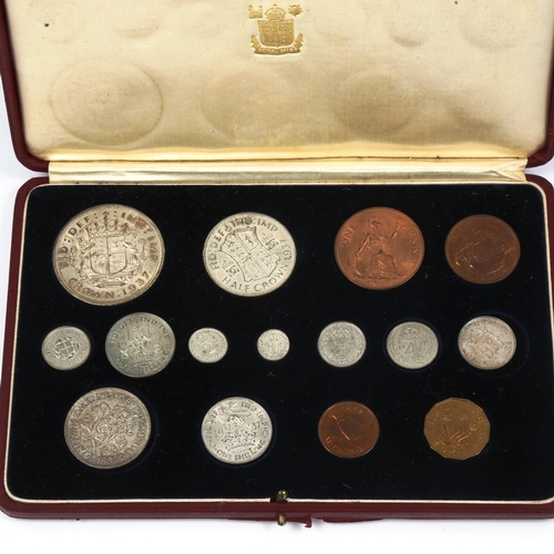 139 - A George VI 1937 specimen coins set, in tooled red leather case