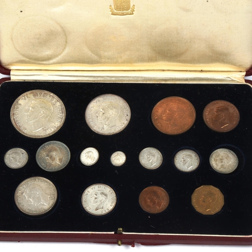 139 - A George VI 1937 specimen coins set, in tooled red leather case