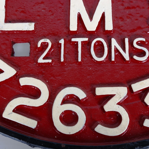 1538 - 2 original cast-iron railway engine identification plates for Great Western Railway 100908, and LMS ... 