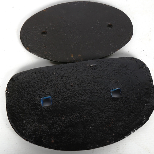 1539 - 2 original cast-iron railway engine identification plates for LNER Darlington 289414, length 28cm, a... 