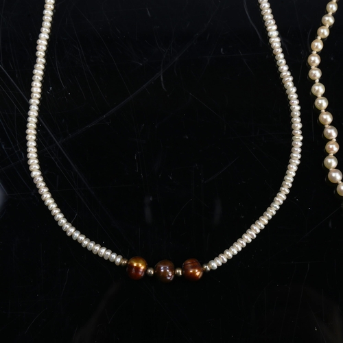 200 - 2 graduated single-strand pearl necklaces, lengths 44cm and 48cm, 18.7g total (2)