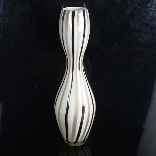 1822 - A large Mid-Century hand blown studio glass waisted vase, unsigned , height 42cm