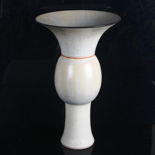 1834 - CHRISTINE FEILER studio pottery trumpet vase,  monogram to base, height 40cm