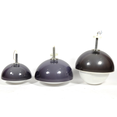 1840 - ROBERT WELCH for Lumitron, 3 1960s' 3000 series acrylic pendant lights, with makers stamp on ceiling... 