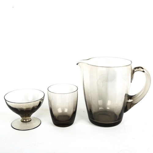 1843 - A WHITEFRIARS Glass water set of 6 glasses and jug, together with 6 Whitefriars sundae glasses, in o... 