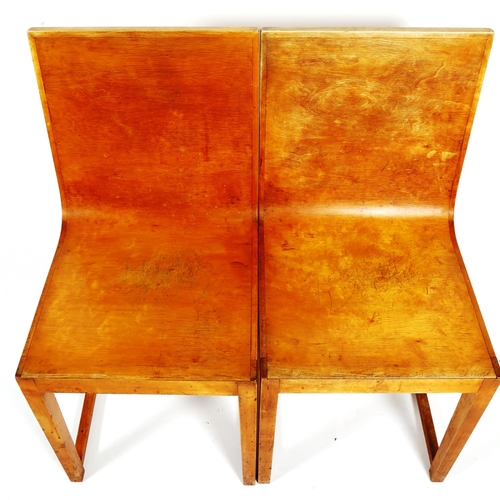 1845 - A pair of 1930s' KERAVA birch, bent plywood chairs, with makers labels, height 83cm