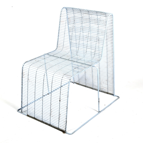 1852 - SHIN and TOMOKO AZUMI, a pastel blue, plastic coated, wire frame chair ca 1998, from a very limited ... 