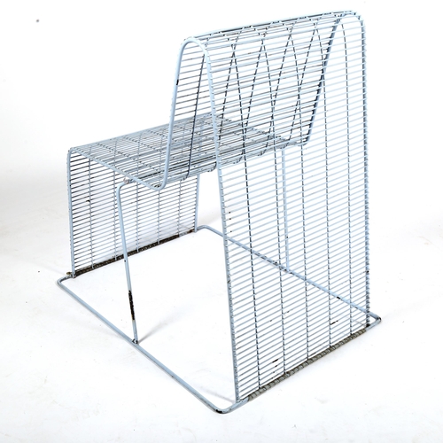 1852 - SHIN and TOMOKO AZUMI, a pastel blue, plastic coated, wire frame chair ca 1998, from a very limited ... 