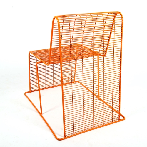 1853 - SHIN and TOMOKO AZUMI, an orange, plastic coated, wire frame chair ca 1998, from a very limited prod... 