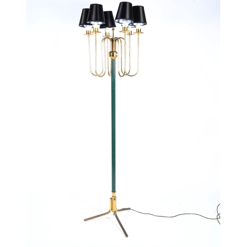 1857 - A mid-century Italian Hollywood Regency 6 branch standard lamp in the manner of ANGELO LELLI, height... 