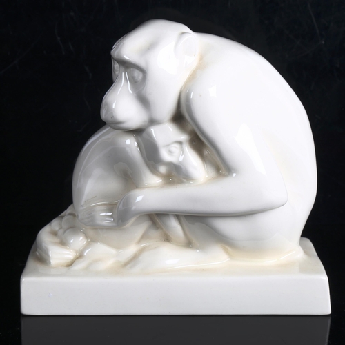 1861 - JOHN SKEAPING for Wedgwood, a creamware model of monkeys, makers mark under base, height 18cm