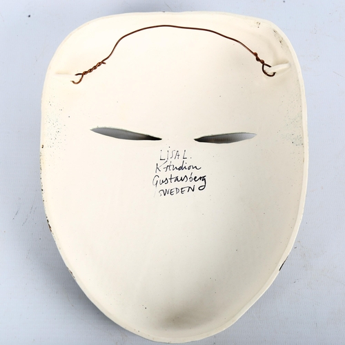 1869 - LISA LARSON for Gustavsberg, a 1974 designed wall art mask, signed on reverse, length 21.5cm