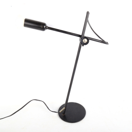 1874 - A 1980s' Swiss Optelma adjustable black desk lamp, makers label to base, height 45cm