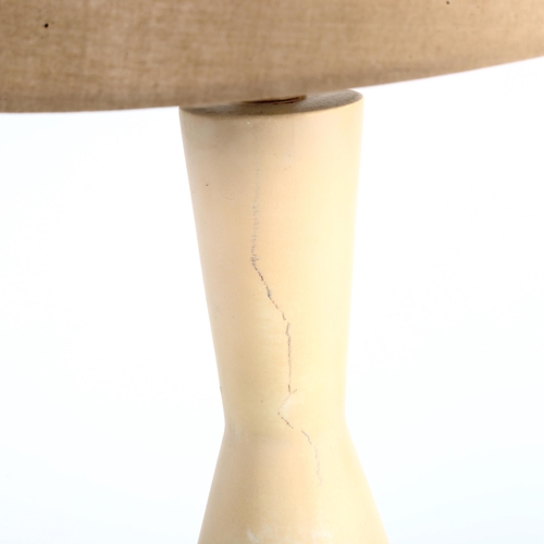 1875 - A mid-century Italian ceramic table lamp, with banded decoration, overall height 67cm