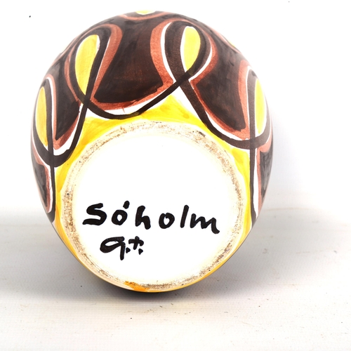 1877 - GUNNAR BILDE SORENSEN, Solholm Keramik, hand painted vase, signed to base, height 17cm