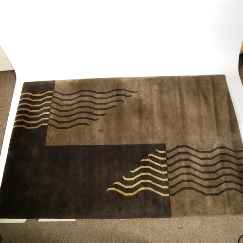 1883 - A heavy pile Art Deco modernist wool rug, 243 x 160cm