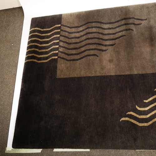 1883 - A heavy pile Art Deco modernist wool rug, 243 x 160cm