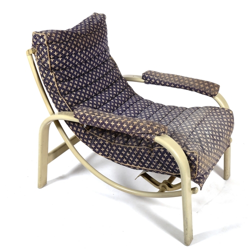 1884 - CHRISTIE TYLER, a 1947 aluminium frame aeroplane lounge chair with stand-up rocking mechanism, origi... 