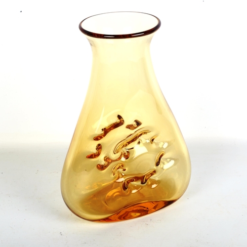 1908 - WHITEFRIARS GLASS, a gold dimpled vase, late 1970s', height 20cm