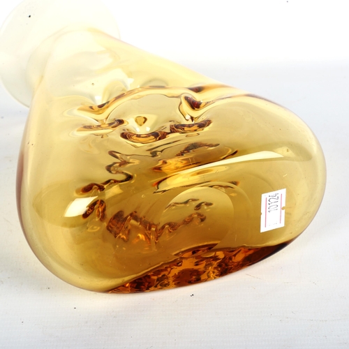 1908 - WHITEFRIARS GLASS, a gold dimpled vase, late 1970s', height 20cm